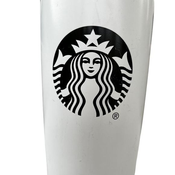 Starbucks 2017 White and Black Metal Travel Mug 20 oz - Picture 2 of 6